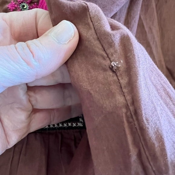 Maeve Anthropologie Embroidered Cap Sleeve Tie Front Shift Dress / size 2 - Picture 11 of 13